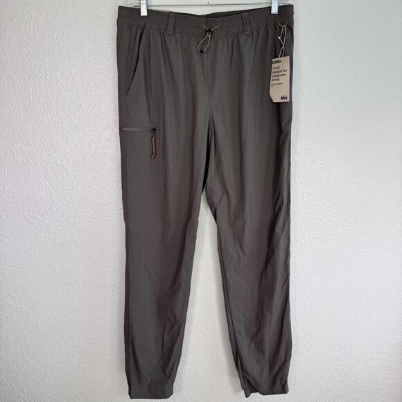 REI Pants Mens Large Tall Trailmade Joggers UPF 50+ Hiking Trail Pant Grey NEW - Picture 1 of 16